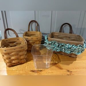 Longaberger Handwoven 3pc Hanging Basket Set